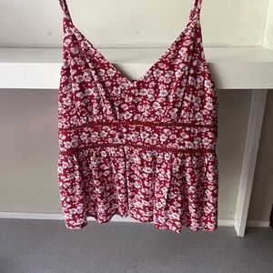 Red-ish shirt with floral pattern, size medium, Francesca’s